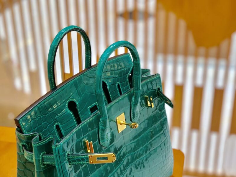 爱马仕 Birkin 铂金包 翡翠绿 一级皮 尼罗鳄鱼皮 臻品级别 金扣 25cm - Image 6