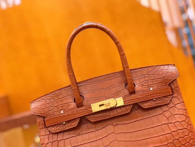 爱马仕 Birkin 铂金包 尼罗鳄鱼皮 蜜糖棕 30cm - Image 3