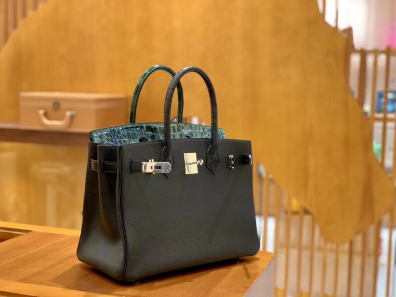爱马仕 Birkin 30cm 三拼皮三拼色 尼罗鳄鱼皮拼山羊皮 原版蜜蜡线 现货 - Image 5
