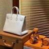 爱马仕 Birkin 25cm ( 铂金包) Togo小牛皮 奶昔白 原版蜜蜡线 全手工缝制