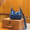爱马仕 Mini Lindy 18cm TC大牛皮 水妖蓝 原版蜜蜡线 顶级手缝工艺