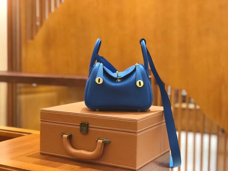 爱马仕 Mini Lindy 18cm TC大牛皮 水妖蓝 原版蜜蜡线 顶级手缝工艺 - Image 2