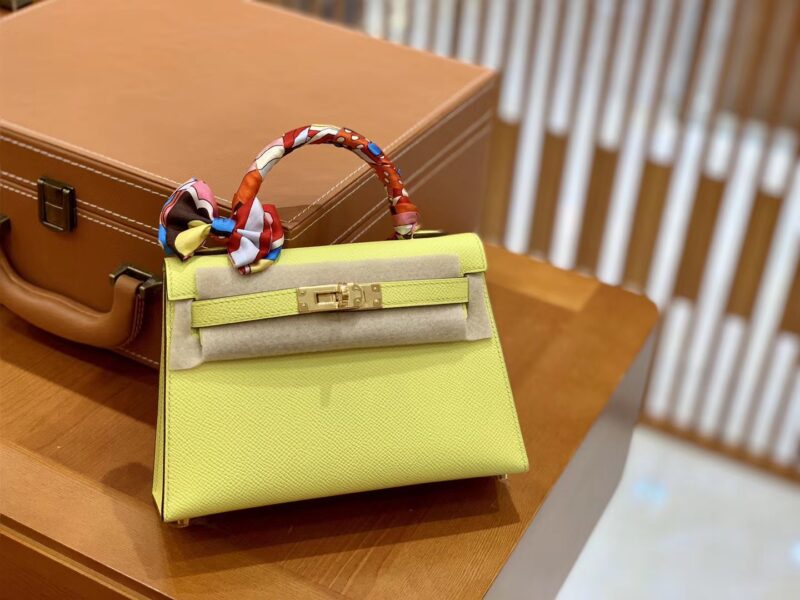 爱马仕 Mini Kelly 19cm 柠檬黄 金扣 掌纹牛皮 全手工缝制 - Image 2