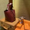 爱马仕 Picotin 菜篮子 鳄鱼皮 石榴红 全手工缝制 18cm
