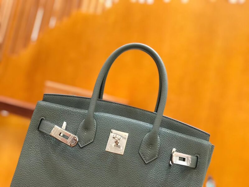 爱马仕 Birkin 30cm togo牛皮 杏仁绿 银扣 全手工缝制 - Image 5