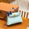 爱马仕 Mini Kelly 19cm 微风蓝 金扣 新增现货