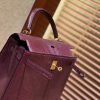 爱马仕 Kelly 25cm 波尔多酒红 仿蜥蜴皮 巨蜥 顶级手工缝制 金扣