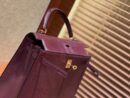 爱马仕 Kelly 25cm 波尔多酒红 仿蜥蜴皮 巨蜥 顶级手工缝制 金扣
