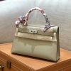 爱马仕 Mini kelly 斑鸠灰 掌纹小牛皮 全手工缝制 臻品级别 19cm 银扣 现货