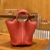 爱马仕 Piction 18cm 国旗红 银扣 鸵鸟皮拼牛皮 全手工缝制 现货