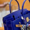爱马仕 Birkin Touch 铂金包 琉璃蓝 鳄鱼皮拼德国togo牛皮 全手工缝制 金扣 30cm