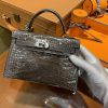 爱马仕 Mini Kelly 锡器灰 一级美洲鳄鱼皮 全手工缝制 臻品级别 银扣 19cm 2代