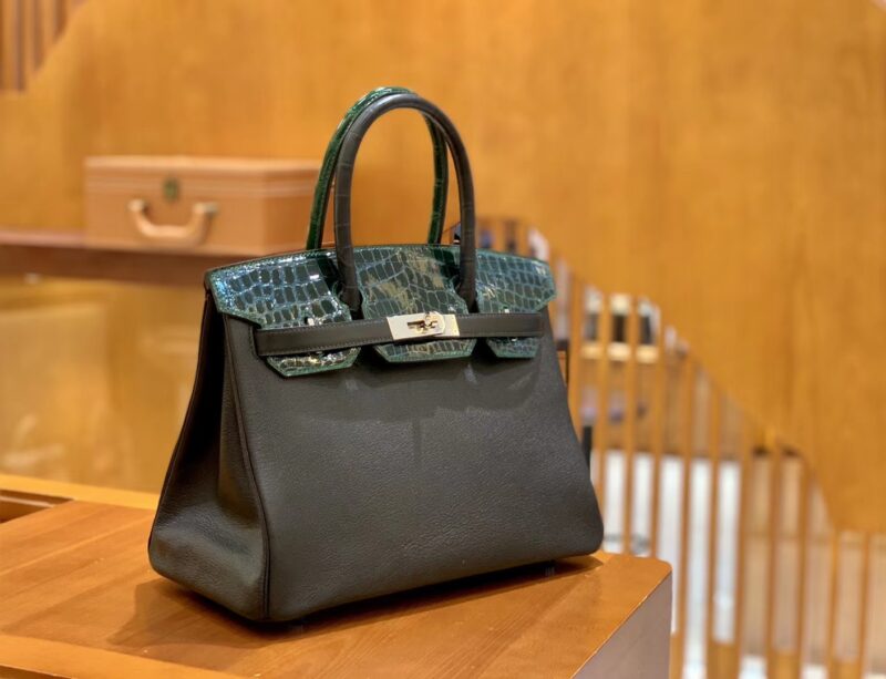爱马仕 Birkin 30cm 三拼皮三拼色 尼罗鳄鱼皮拼山羊皮 原版蜜蜡线 现货 - Image 2