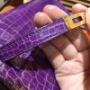 爱马仕 MiniKelly 迷你凯莉 紫色 进口鳄鱼皮 顶级手缝工艺 金扣 22cm