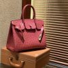 22564319fb78422.jpg 爱马仕 Birkin 30cm 石榴红 南非进口鸵鸟皮 顶级手缝工艺 金扣