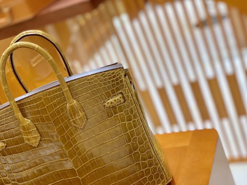 爱马仕 Birkin 铂金包 芥末黄 一级皮 尼罗鳄鱼皮 臻品级别 金扣 25cm - Image 5