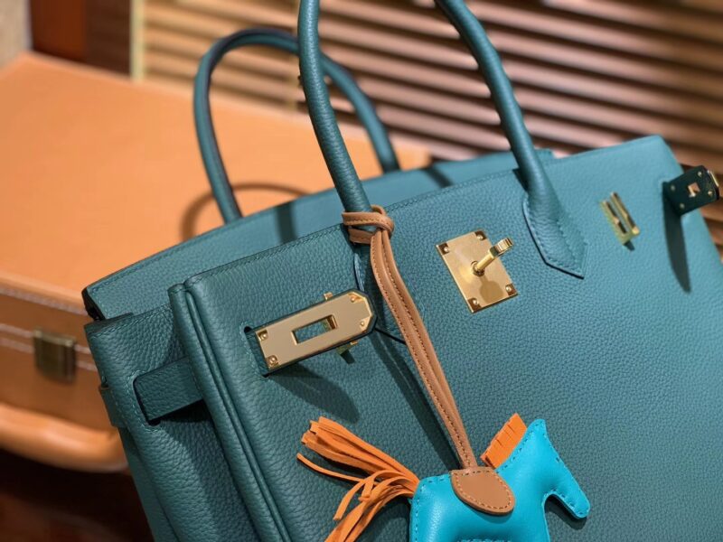爱马仕 Birkin铂金包 孔雀绿 德国进口小牛皮 顶级品质全手工缝制 金扣 30cm - Image 2