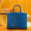 爱马仕 新增现货 Birkin 湾鳄 V 伊滋密尔蓝 金扣 25cm