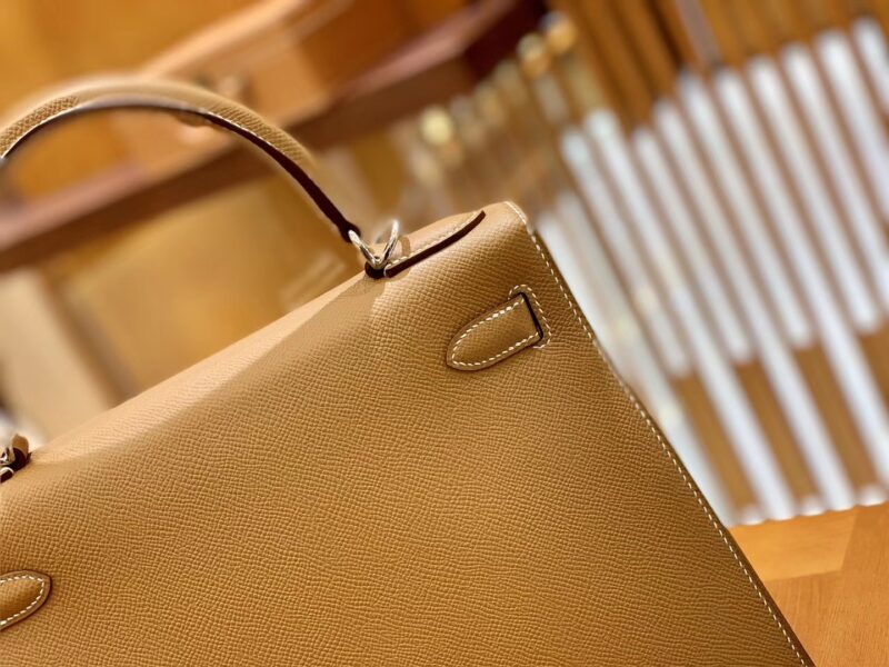 爱马仕 Kelly 25cm 28cm 金棕色 银扣 掌纹牛皮 进口原料 臻品级别 现货 - Image 4