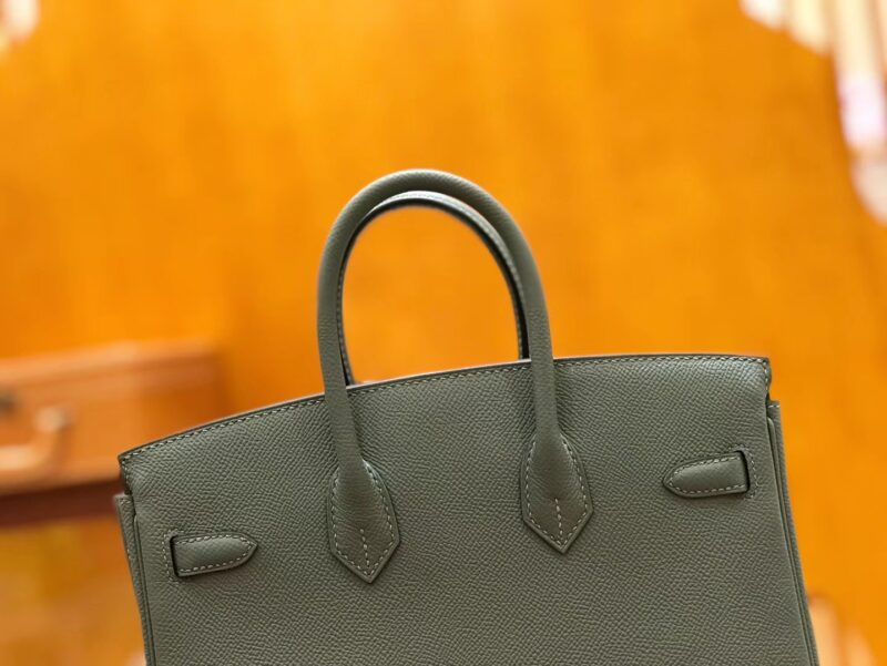 爱马仕 Birkin 25cm 杏仁绿 金扣 掌纹牛皮 全手工缝制 - Image 4