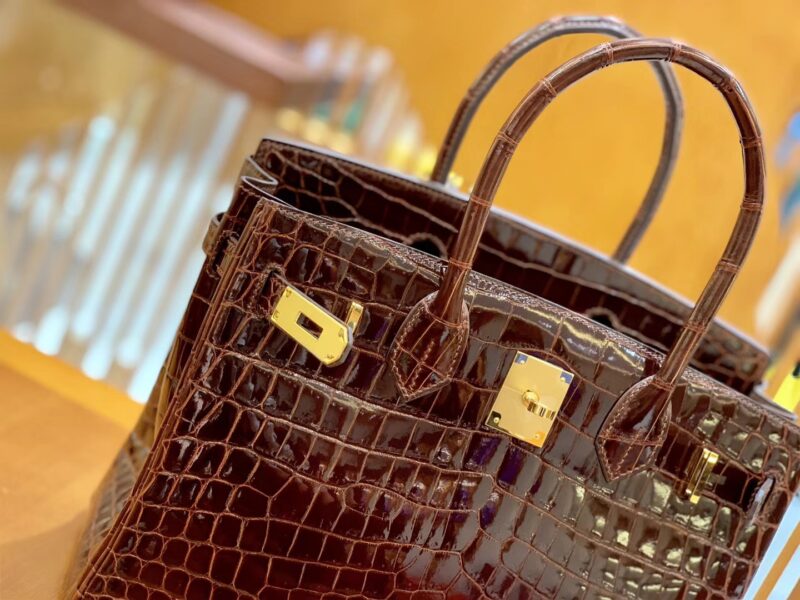 爱马仕 Birkin 30cm 尼罗鳄鱼皮 板栗棕 金扣 全手工缝制 - Image 6