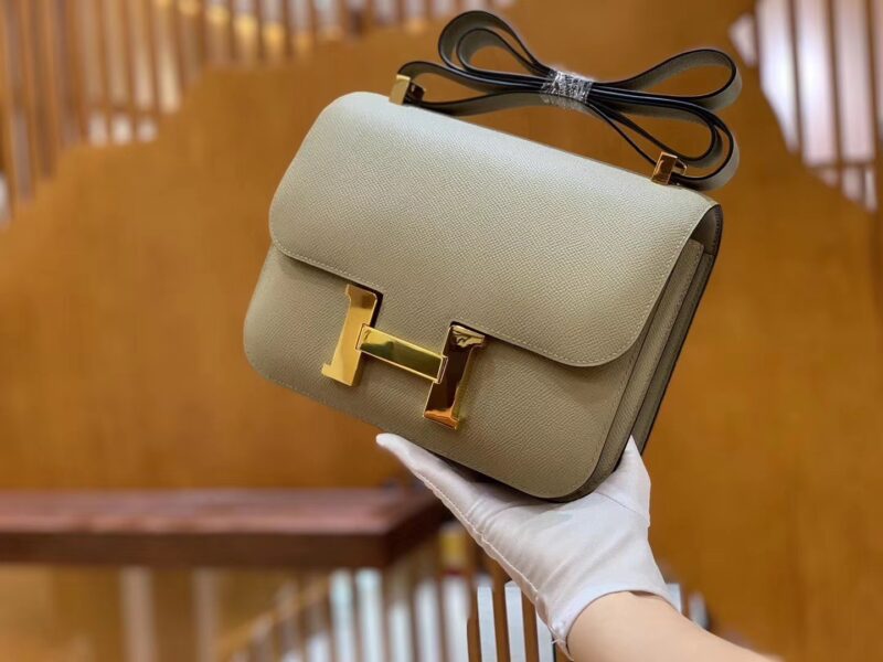 爱马仕 Constance 23cm 斑鸠灰 Epsom 掌纹小牛皮 金扣 原版蜜蜡线 顶级手工缝制 - Image 4