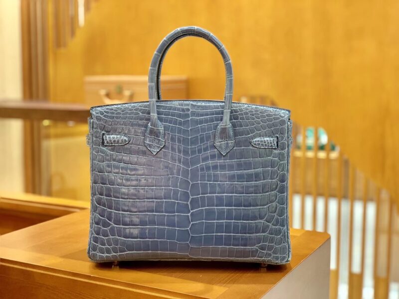 爱马仕 Birkin 30cm 牛仔蓝 金扣 一级皮 尼罗鳄鱼皮 臻品级别 - Image 5