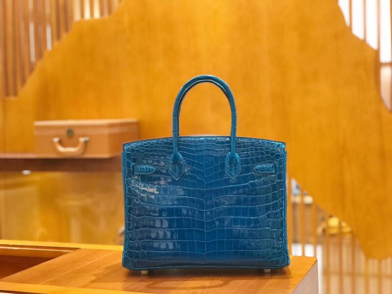爱马仕 Birkin 30cm 伊兹密尔蓝 一级尼罗鳄 金扣 原版蜜蜡线 顶级手缝 - Image 4