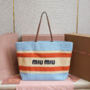 miumiu*5BG228拼色LOGO手提包拼蓝色免检版