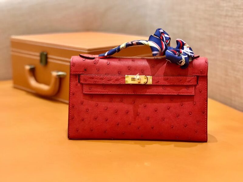 爱马仕 MiniKelly 迷你凯莉 法拉利红 鸵鸟皮 1代 22cm
