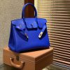 爱马仕 Birkin铂金包 琉璃蓝 德国进口小牛皮 顶级品质全手工缝制 金扣 30cm