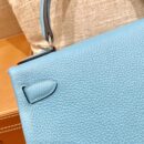 爱马仕 Kelly 凯莉包 北方蓝 小牛皮 银扣 28cm