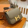 27b27e01e4c714a.jpg 爱马仕 Constance 23cm 进口掌纹牛皮 大象灰 全手工缝制 金扣 高订鳄鱼工序工