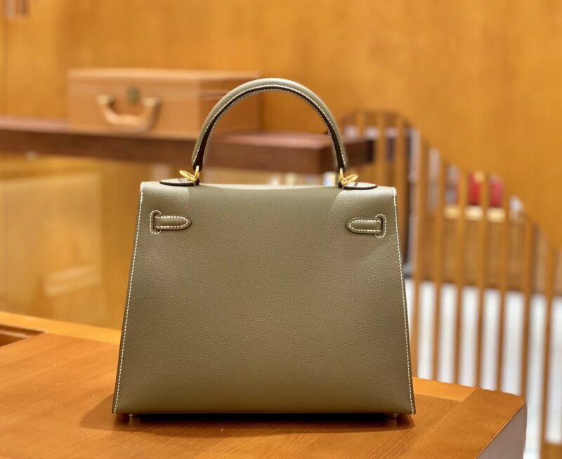 爱马仕 Kelly 25cm 大象灰 金扣 掌纹牛皮 全手工缝制 现货 - Image 5