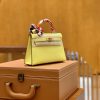 爱马仕 Mini Kelly 19cm 柠檬黄 金扣 掌纹牛皮 全手工缝制