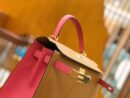 爱马仕 Kelly 28cm 金棕拼唇膏粉 Epsom 掌纹小牛皮 金扣 原版蜜蜡线 顶级手缝