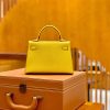 爱马仕 迷你2代 19cm 那不勒斯黄 金扣 仿蜥蜴皮 全手工缝制
