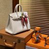 爱马仕 Birkin 25cm ( 铂金包) Togo小牛皮 奶昔白 原版蜜蜡线 全手工缝制