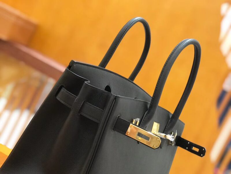 爱马仕 Birkin 30cm 经典黑 Swift 牛皮 金扣 原版蜜蜡线 顶级手工缝制 - Image 5