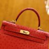 爱马仕 Kelly 28cm 爱心红 金扣 鸵鸟皮 全手工缝制