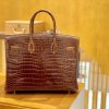 2c63db29c8e60fa.jpg 爱马仕 Birkin 铂金包 咖啡色 亮面湾鳄 银扣 35cm