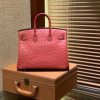 爱马仕 Birkin 25cm 大红色 南非进口鸵鸟皮 顶级手缝工艺 金扣