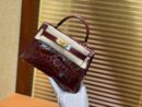 爱马仕 迷你2代 19cm 波尔多酒红 一级美洲 鳄鱼皮 顶级手工 金扣