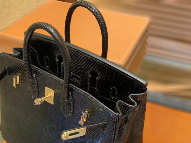 爱马仕 Birkin 30cm 经典黑 野生蜥蜴皮 巨蜥 金扣 - Image 4