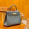 2ebdf4529e469fe.jpg 爱马仕 Kelly 28cm 雾霾蓝 银扣 进口 哑光尼罗鳄鱼皮 全手工缝制
