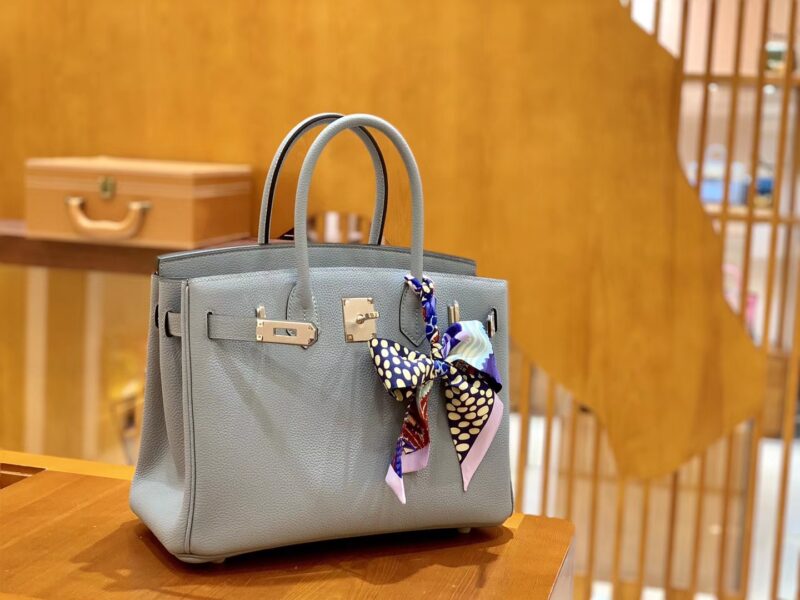 爱马仕 Birkin 30cm 冰川蓝 银扣 德国进口togo 牛皮 全手工缝制 - Image 6