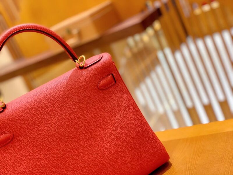 爱马仕 Kelly 28cm 蕃茄红 金扣 Togo牛皮 全手工缝制 现货 - Image 6