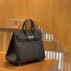 爱马仕 Birkin 铂金包 经典黑 仿蜥蜴皮 银扣 25cm