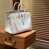 爱马仕 Birkin 25cm 奶昔白 南非进口鸵鸟皮 顶级手缝工艺 金扣