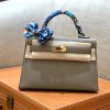 爱马仕 mini Kelly 银河灰 金扣 德国进口掌纹皮 全手工缝制